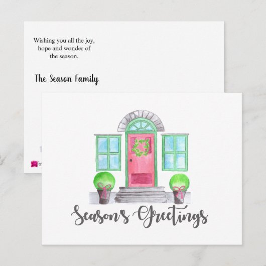 Seizoensvakantie met kerst thuis briefkaart (Voorkant / Achterkant)