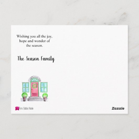 Seizoensvakantie met kerst thuis briefkaart (Achterkant)