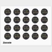 SEIZOENSVERGADERING Zwarte Snowflakes Ronde Sticker (Vel)