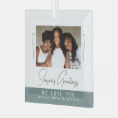 Seizoensvergrotingen minimalistische kerstfoto glas ornament (Voorkant links)