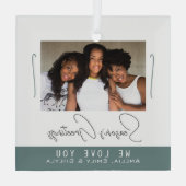 Seizoensvergrotingen minimalistische kerstfoto glas ornament (Achterkant)