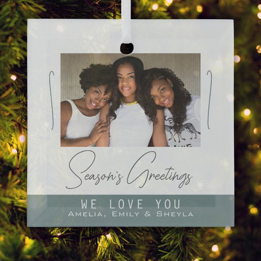 Seizoensvergrotingen minimalistische kerstfoto glas ornament