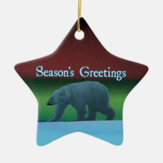 Seizoensvergrotingen - Polair Beer met lichte verl Keramisch Ornament (Voorkant)