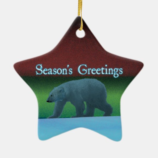 Seizoensvergrotingen - Polair Beer met lichte verl Keramisch Ornament (Achterkant)