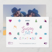 Seizoensvolle Emoji Foto van Emoji Feestdagenkaart (Voorkant / Achterkant)