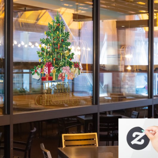 Seizoensvolle  kerstcadeautjes voor kerstbomen raamsticker (Restaurant Raam)