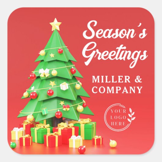 Seizoensvriendelijke kerstfeestelijke Logo Vierkante Sticker (Voorkant)