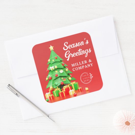 Seizoensvriendelijke kerstfeestelijke Logo Vierkante Sticker (Envelop)