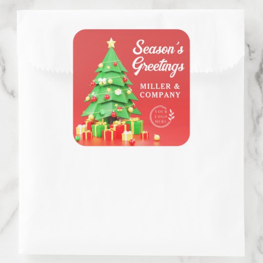 Seizoensvriendelijke kerstfeestelijke Logo Vierkante Sticker (Tas)