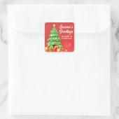 Seizoensvriendelijke kerstfeestelijke Logo Vierkante Sticker (Tas)