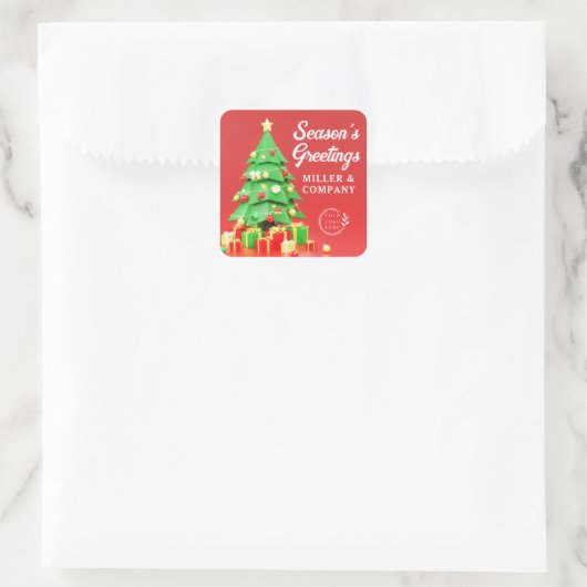 Seizoensvriendelijke kerstfeestelijke Logo Vierkante Sticker (Tas)