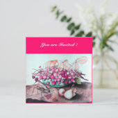 SEIZOENSVRUCHTEN / AARDBEIEN, PEREN Fuchsia roze Kaart (Staand voorkant)