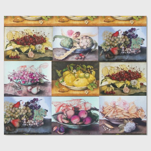 SEIZOENSVRUCHTEN, CITROENEN, KERSEN, DRUIVEN, PERZ CADEAUPAPIER (Vlak)