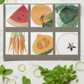 Seizoensvruchten en groenten, keukendoek theedoek (Gevouwen)