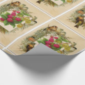 SEIZOENSVRUCHTEN / NATUUR, VOGELS EN FRAMBOZEN CADEAUPAPIER (Hoek)