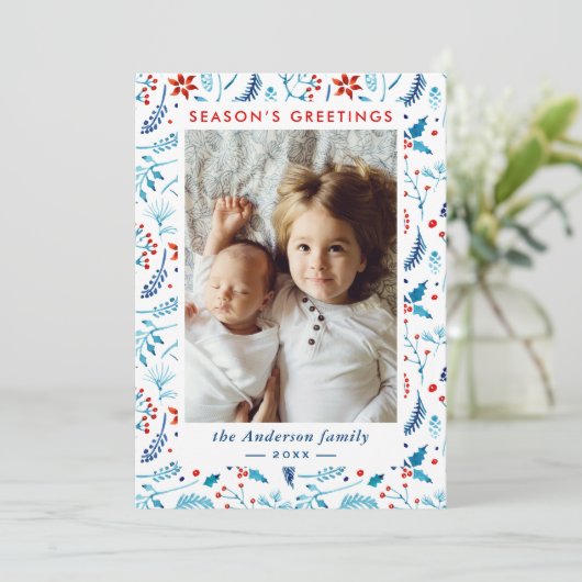 Seizoenswinterfeestjes Foto Feestdagenkaart (Staand voorkant)