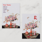 SEIZOENVASE, VLOEISTJES, LEIDT PEARS MONOGRAM VISITEKAARTJE (Voorkant / Achterkant)