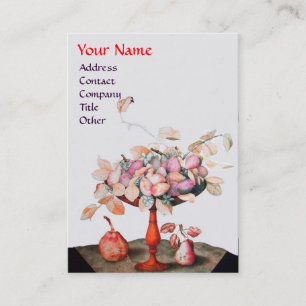 SEIZOENVASE, VLOEISTJES, LEIDT PEARS MONOGRAM VISITEKAARTJE