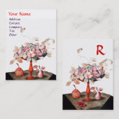 SEIZOENVASE, VLOEISTJES, LEIDT PEARS MONOGRAM VISITEKAARTJE (Voorkant / Achterkant)