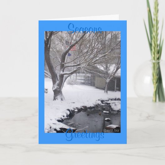 SEIZOENVERGADERINGEN - Amerikaanse vlag, winterscè Feestdagen Kaart (Voorkant)