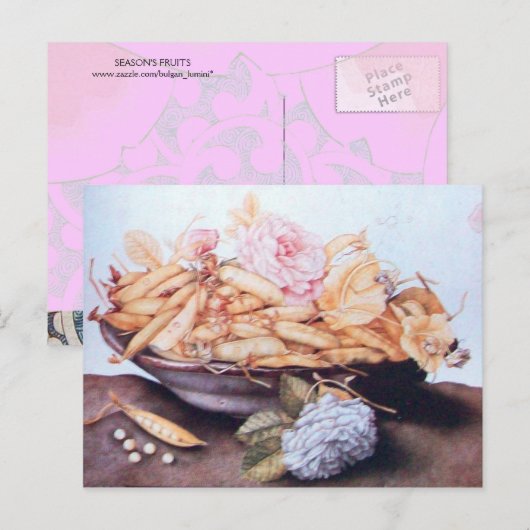 SEIZOENVRUCHTEN 6 - BEANEN EN ROZEN BRIEFKAART (Voorkant / Achterkant)