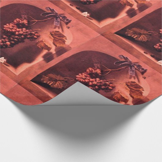 SEIZOENVRUCHTEN - Antiek Rood roze Cadeaupapier (Hoek)