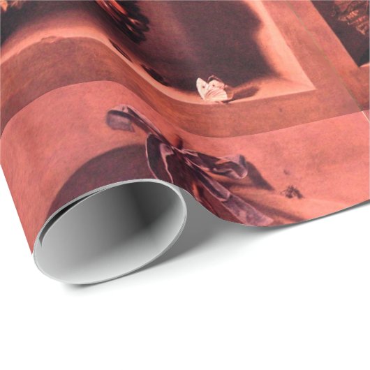 SEIZOENVRUCHTEN - Antiek Rood roze Cadeaupapier (Rol Hoek)