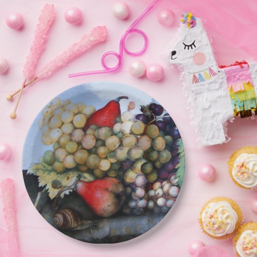 SEIZOENVRUCHTEN , DRUIVEN EN PAARDEN PAPIEREN BORDJE (Feest)