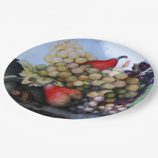 SEIZOENVRUCHTEN , DRUIVEN EN PAARDEN PAPIEREN BORDJE (Gekanteld)