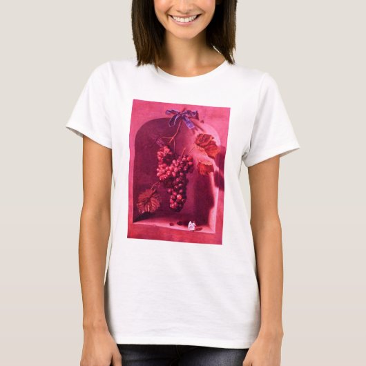 SEIZOENVRUCHTEN/HANGED GRAPES EN BUTTERFLY Pink T-shirt (Voorkant)