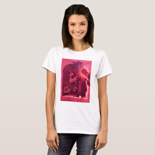 SEIZOENVRUCHTEN/HANGED GRAPES EN BUTTERFLY Pink T-shirt (Voorkant volledig)