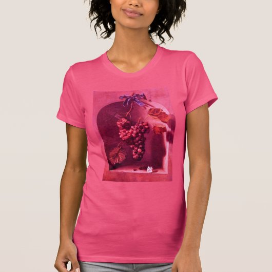SEIZOENVRUCHTEN/HANGED GRAPES EN BUTTERFLY Pink T-shirt (Voorkant)