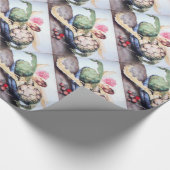 SEIZOENVRUCHTEN / KUNSTKIKKEN , ROOS EN STRAATJES CADEAUPAPIER (Hoek)