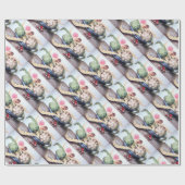 SEIZOENVRUCHTEN / KUNSTKIKKEN , ROOS EN STRAATJES CADEAUPAPIER (Vlak)