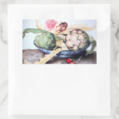 SEIZOENVRUCHTEN / KUNSTKIKKEN , ROOS EN STRAATJES RECHTHOEKIGE STICKER (Tas)