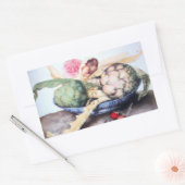 SEIZOENVRUCHTEN / KUNSTKIKKEN , ROOS EN STRAATJES RECHTHOEKIGE STICKER (Envelop)