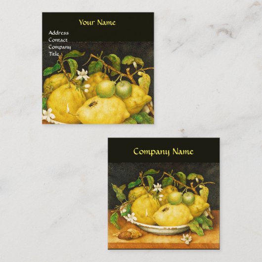 SEIZOENVRUCHTEN, LEMONS EN WITTE STROMEN Geel Vierkante Visitekaartje (Voorkant / Achterkant)