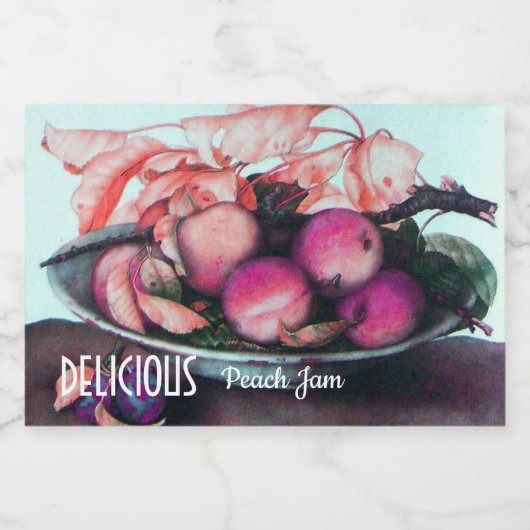 SEIZOENVRUCHTEN / Peach Jam PReserves Voedselcontainer Etiket (Enkel label)