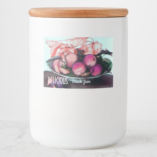 SEIZOENVRUCHTEN / Peach Jam PReserves Voedselcontainer Etiket (Voorkant)