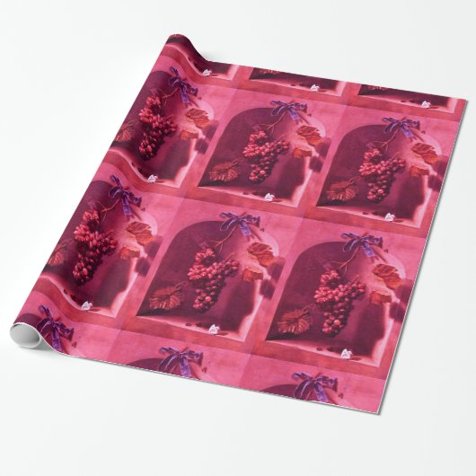 SEIZOENVRUCHTEN - PROSPERITEIT Fuchsia Red Pink Cadeaupapier (Uitgerold)