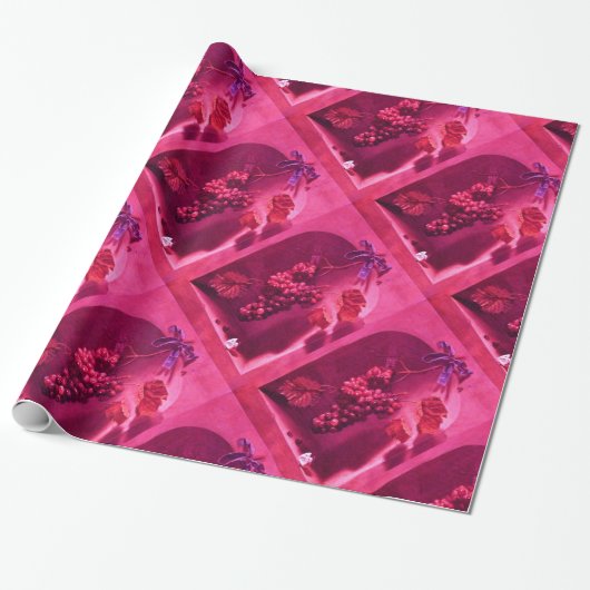 SEIZOENVRUCHTEN - PROSPERITEIT Fuchsia Red Pink Cadeaupapier (Uitgerold)
