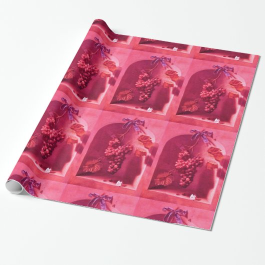 SEIZOENVRUCHTEN - PROSPERITEIT Fuchsia Red Pink Cadeaupapier (Uitgerold)