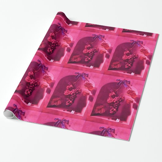 SEIZOENVRUCHTEN - PROSPERITEIT Fuchsia Red Pink Cadeaupapier (Uitgerold)
