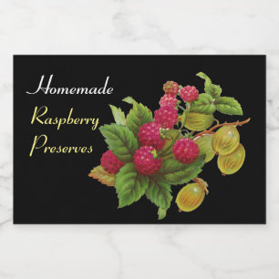 SEIZOENVRUCHTEN / RASPBERRIES .PReserves Black Voedselcontainer Etiket