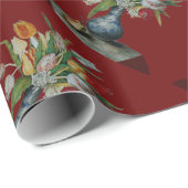 SEIZOENVRUCHTEN / TULIPS , rood Cadeaupapier (Rol Hoek)