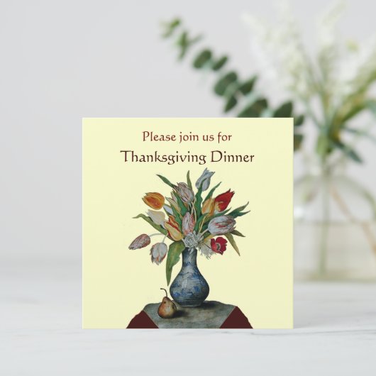 SEIZOENVRUCHTEN / TULIPS-Thanksgiving Dinnergoud Kaart (Staand voorkant)