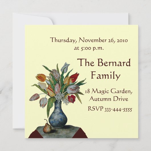 SEIZOENVRUCHTEN / TULIPS-Thanksgiving Dinnergoud Kaart (Achterkant)