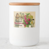 SEIZOENVRUCHTEN / VOGELS EN RASPBERRIEËN BEHOUDEN VOEDSELCONTAINER ETIKET (Voorkant)