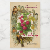 SEIZOENVRUCHTEN / VOGELS EN RASPBERRIEËN BEHOUDEN VOEDSELCONTAINER ETIKET (Enkel label)