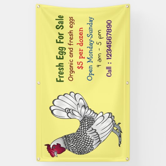 Sekel cartoon vers ei-teken voor verkoop spandoek (Verticaal)